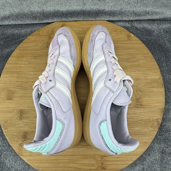 Adidas Samba Shoes Kids Size 13K Purple Mint White Gum Classic Leather IE8847 - Picture 7 of 10